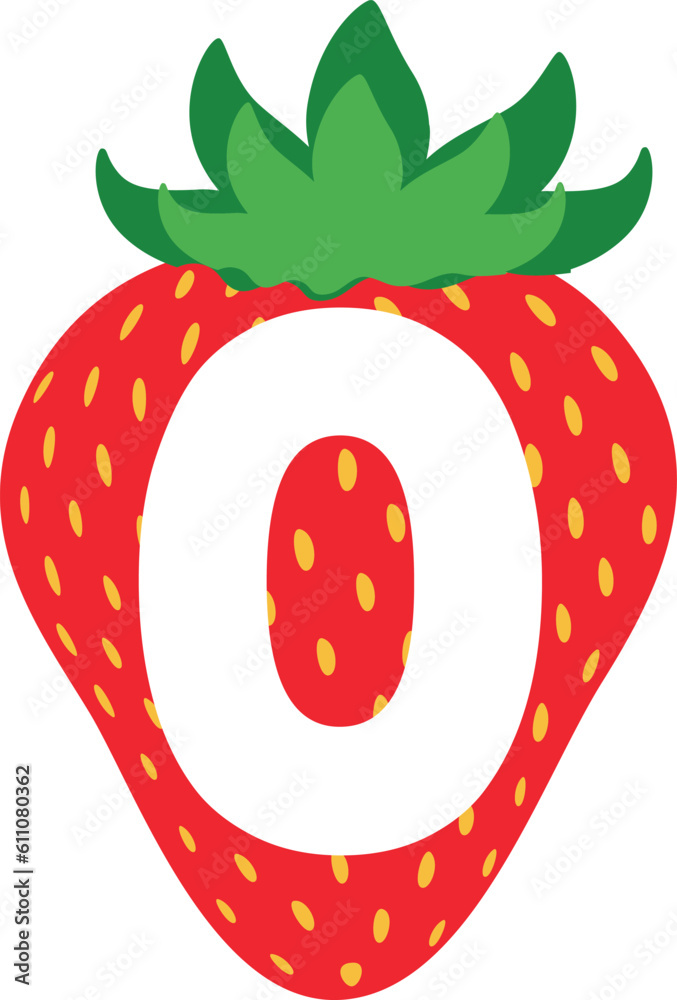 Obraz premium Strawberry with number 0