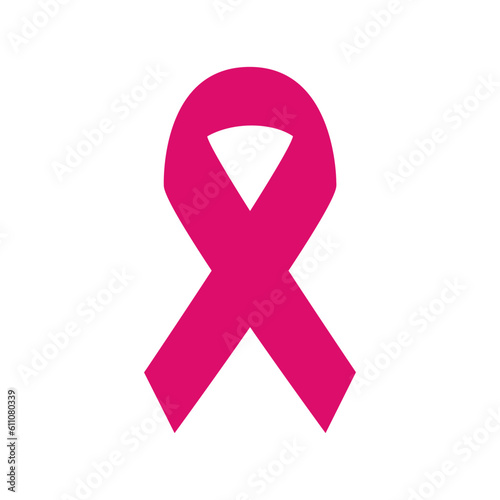 Pink ribbon breast cancer awareness icon symbol design