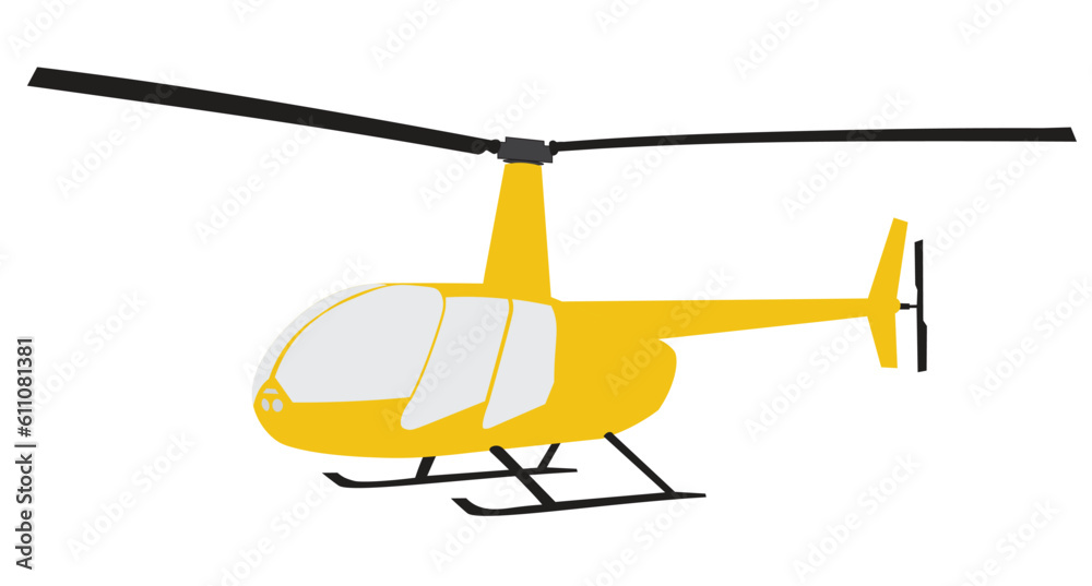 Fototapeta premium Yellow Helicopter icon flying sketch flat sketch