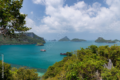 tropical paradise,Bird eye view of Angthong national marine park, koh Samui, Suratthani, Thailand.