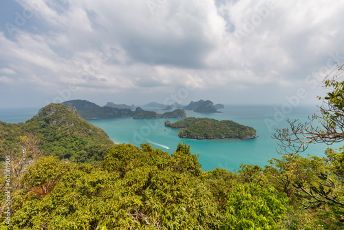 tropical paradise,Bird eye view of Angthong national marine park, koh Samui, Suratthani, Thailand.