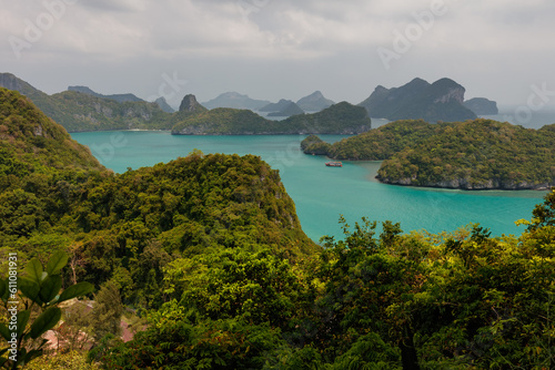 tropical paradise,Bird eye view of Angthong national marine park, koh Samui, Suratthani, Thailand.