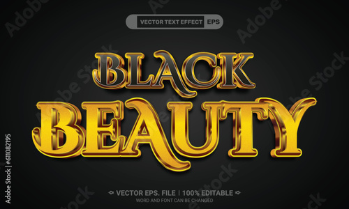 Black beauty 3d editable luxury text effect vector