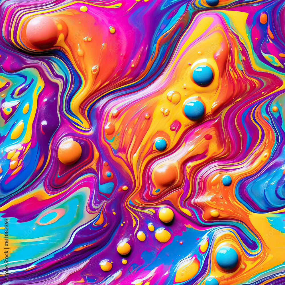 Colorful liquid marble seamless repeat pattern [Generative AI]
