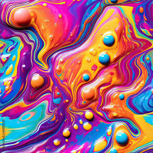Colorful liquid marble seamless repeat pattern [Generative AI] 