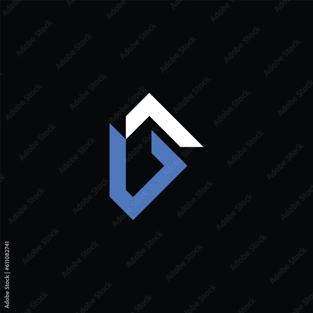 White and blue logo design initial letter g on black background isolated White and blue logo design initial letter g on black background isolated