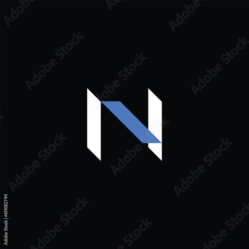 Free Download White and blue logo design initial letter n on black background illustration - GFXLoad