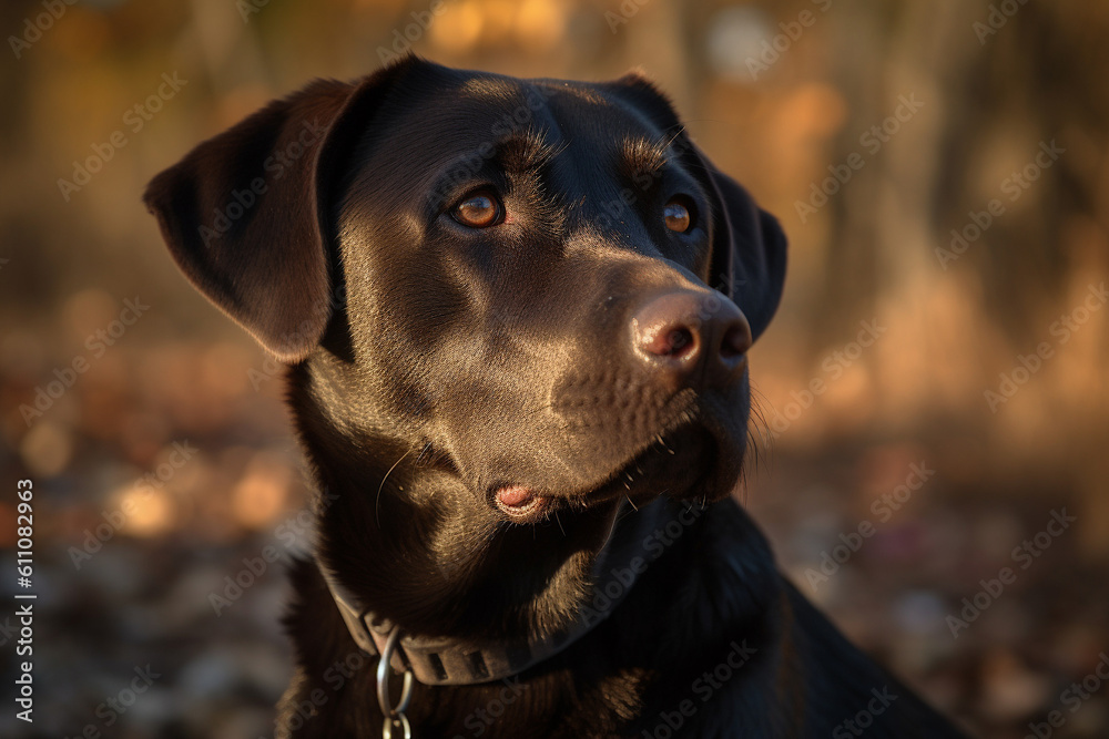 Portrait of a dog of the Labrador Retriever breed close-up, generative ai