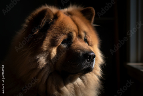 Portrait of a dog of the Chow Chow breed close-up  generative ai