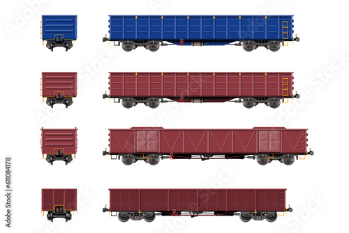 VECTOR EPS10 - various gondola, freight car, train cargo wagons,