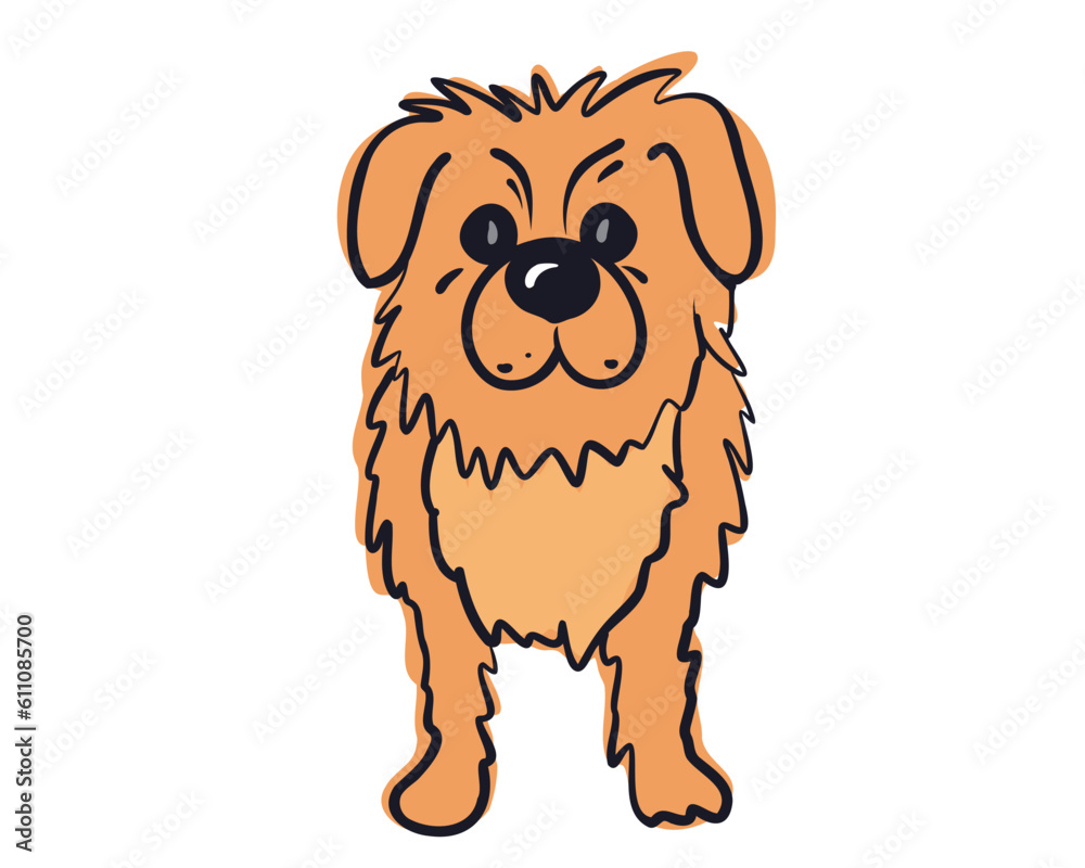 Obraz premium Red cute dog. Vector illustration in flat style