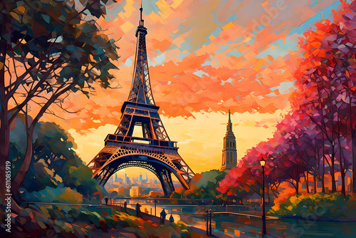 An enchanting illustration captures the elegance and grandeur of the Eiffel Tower, transporting you to the heart of Paris from the comfort of your own imagination. | Generative AI