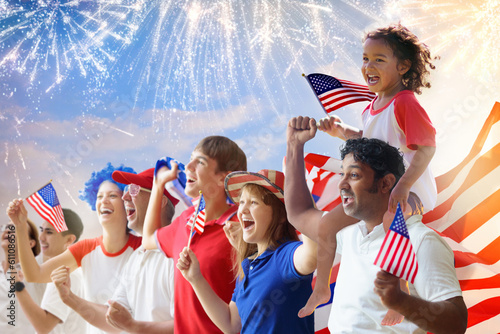 American family celebrating 4th of July