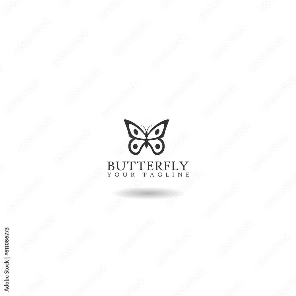 Butterfly logo template icon with shadow Butterfly logo template icon with shadow