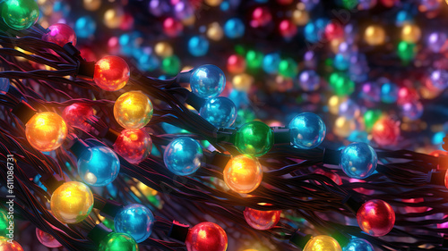 Colorful christmas lights, Bright color. Generative ai