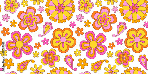 Cuadro en lienzo Vintage flower seamless pattern illustration