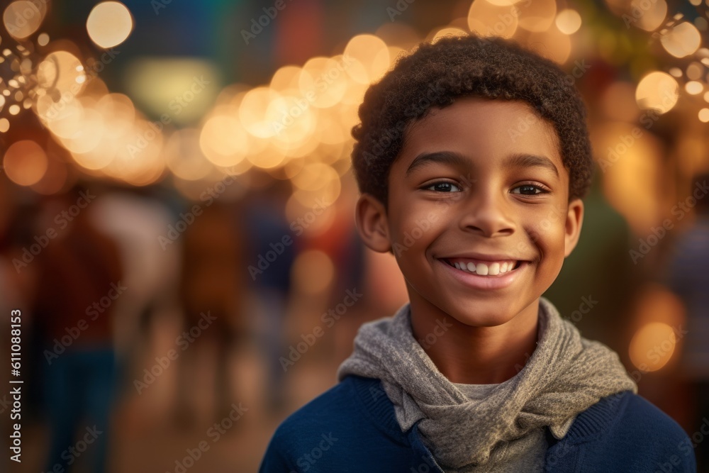 Close-up portrait photography of a joyful mature boy wearing an elegant long-sleeve shirt against a festive parade background. With generative AI technology Close-up portrait photography of a joyful mature boy wearing an elegant long-sleeve shirt against a festive parade background. With generative AI technology