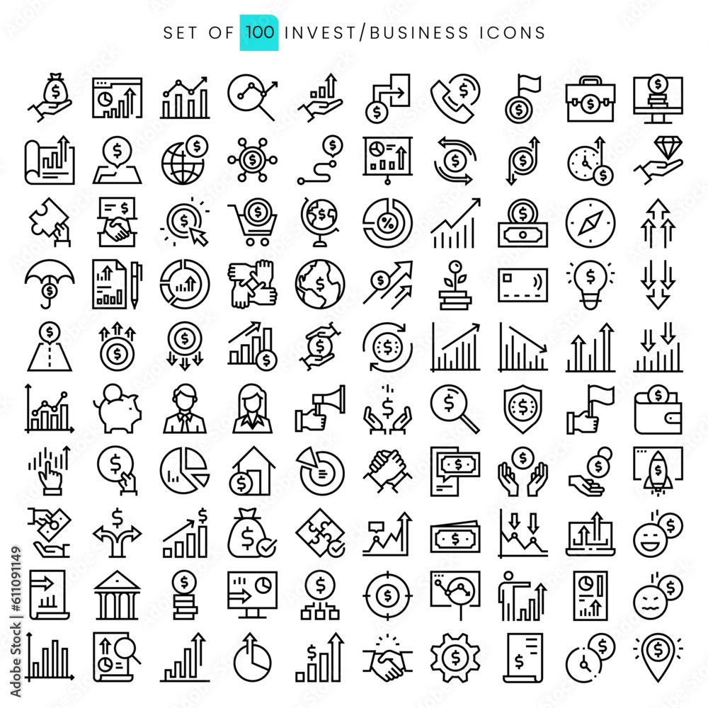 100 invest/business icons