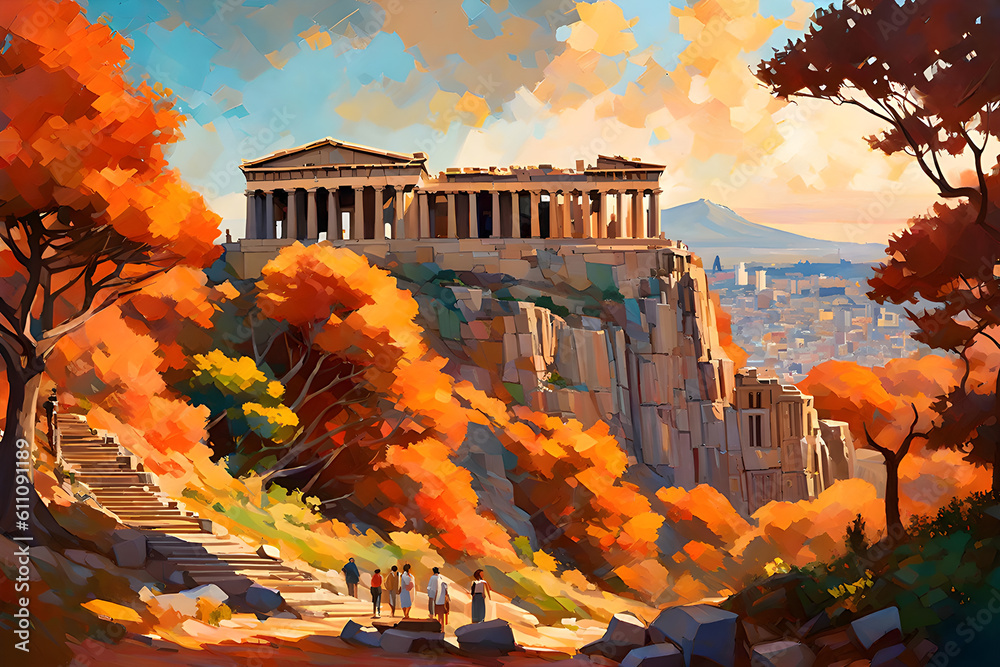 Φωτογραφία An exquisite illustration of the Acropolis of Athens showcases the timeless beauty of this ancient citadel, perched majestically above the city, bearing witness to centuries of history