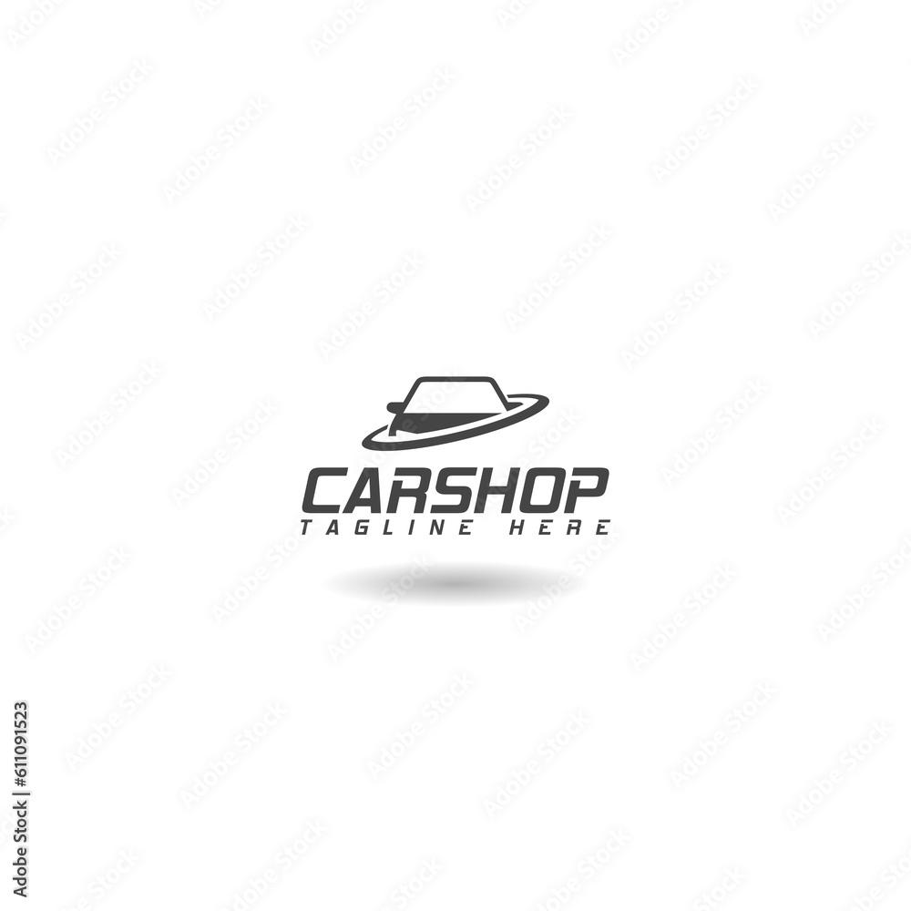Car Shop Logo Template Design icon with shadow Car Shop Logo Template Design icon with shadow