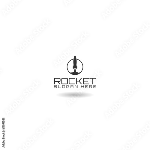 Rocket logo template icon with shadow