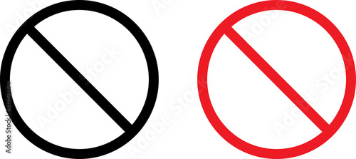 Set of ban symbols. Circle sign stop entry and slash line. PNG photo