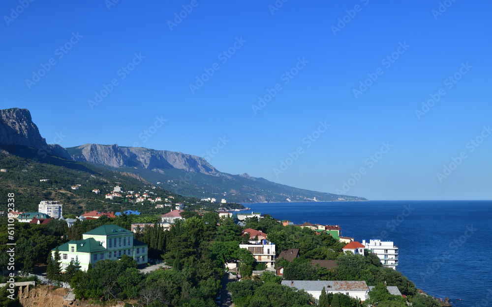 View of Foros village and the Black Sea in Crimea