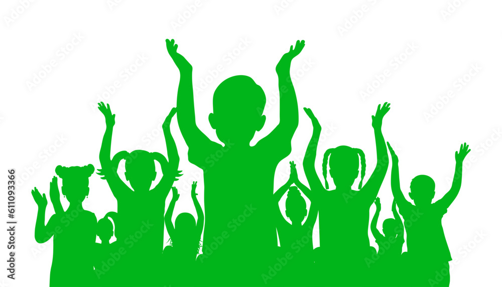 Kids crowd. Silhouette of applauding children. Vector illustration Kids crowd. Silhouette of applauding children. Vector illustration