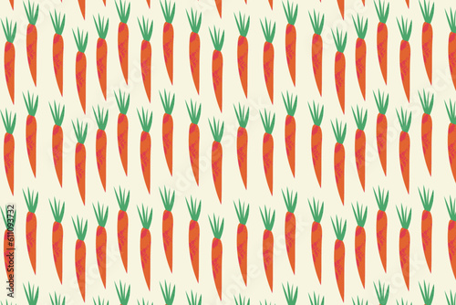Flat vegetable seamless pattern collection. Carrot vegetables in bright orange color. Cute vector illustration for wrapping paper or restaurant menu