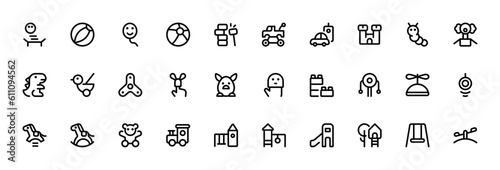 
Toys icon, vector set design with Editable Stroke. Line, Solid, Flat Line, thin style and Suitable for Web Page, Mobile App, UI, UX design.