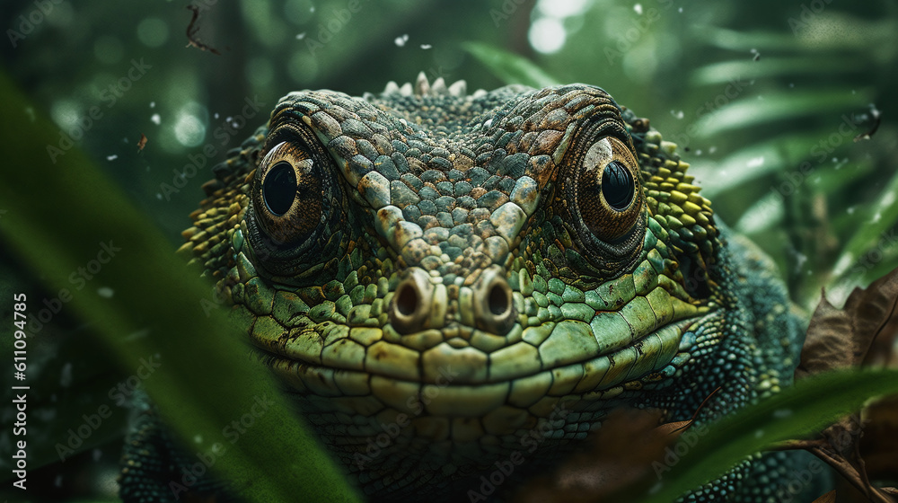 The intricate details and unique characteristics of the lizard. Generated AI