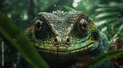 The intricate details and unique characteristics of the lizard. Generated AI