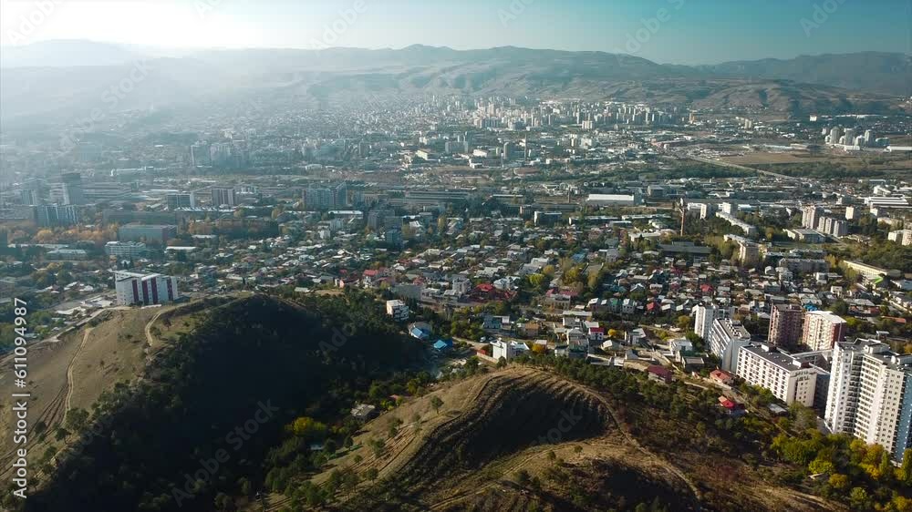aerial view of urban scene of Tbilisi, Capital of Georgia, residential district aerial view of urban scene of Tbilisi, Capital of Georgia, residential district
