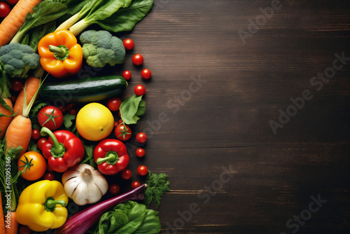 cooking dark ingredient healthy vegetarian background food fresh vegetable pepper table. Generative AI.