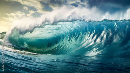 Huge wave breaking in the ocean.