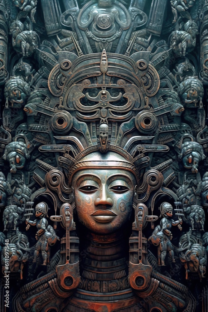 symmetrical mayan style and harmony artscape, surreal cover art, generative ai symmetrical mayan style and harmony artscape, surreal cover art, generative ai