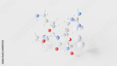 tuftsin molecule 3d, molecular structure, ball and stick model, structural chemical formula tetrapeptide