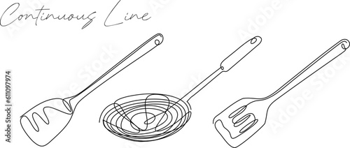 Spatula continuous line drawing bundle set