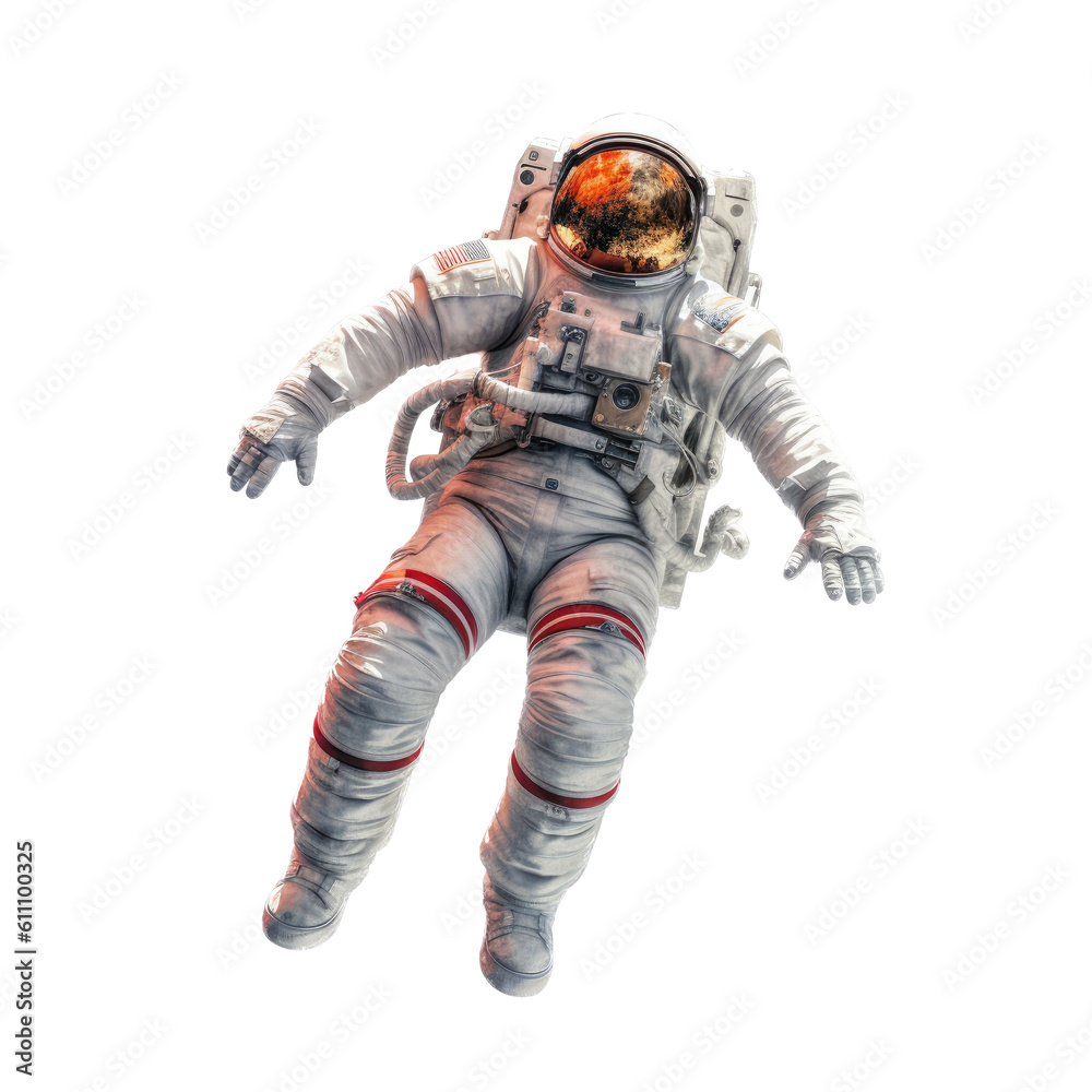 an Astronaut free-floating in space Space-themed, cutout, isolated, photorealistic illustrations in a PNG. Generative AI