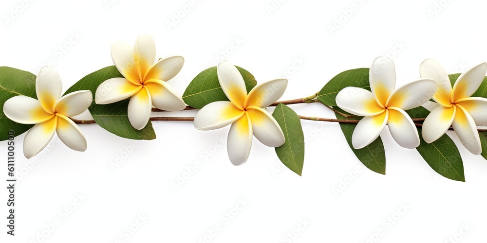 AI Generated. AI Generative. Plumeria frangipani flower tree branch close macro shot. Beautiful blossom spa relax vibe. Graphic Art AI Generated. AI Generative. Plumeria frangipani flower tree branch close macro shot. Beautiful blossom spa relax vibe. Graphic Art