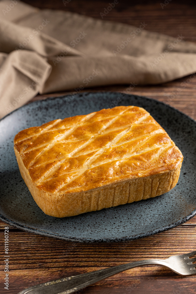 Brazilian chicken pie. Small traditional chicken pie in Brazil.