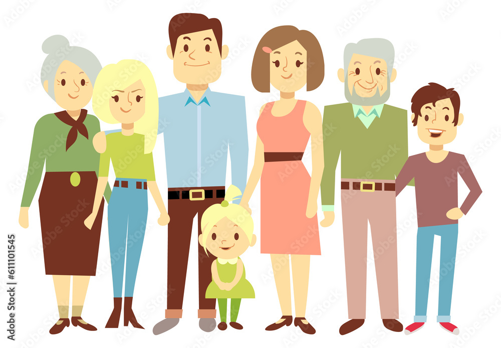 Happy family portrait. Three generation relatives together Happy family portrait. Three generation relatives together