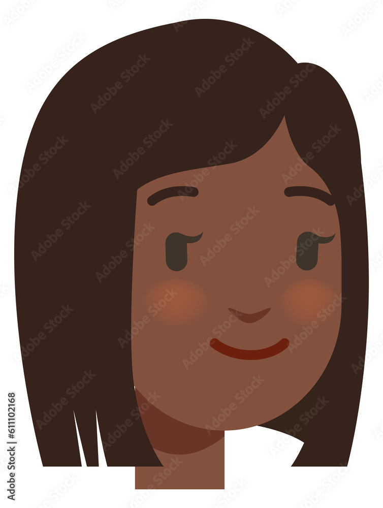 Black girl portrait. Young female cartoon head Black girl portrait. Young female cartoon head