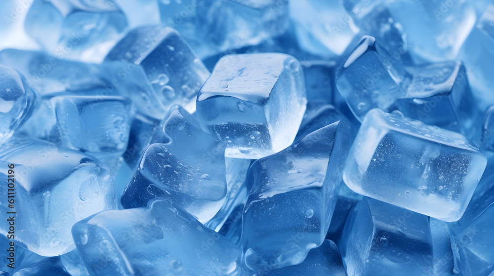 Eiswürfel in kaltem Hellblau - Generiert durch AI-Technologie