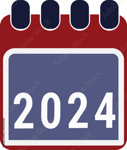 Page of calendar displaying year 2024. Illustration, vector