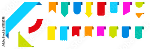 Decorative tag set. Color ribbon label collection