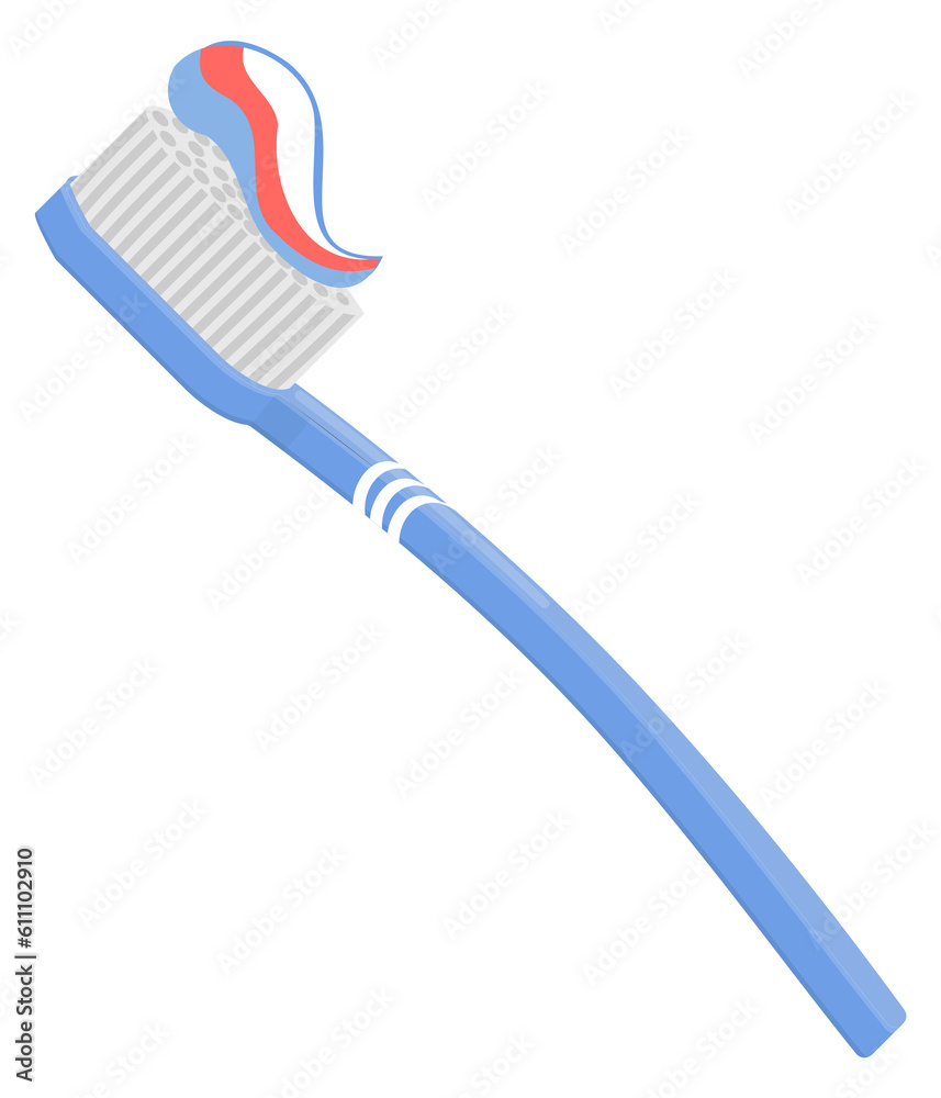 Tooth brushing icon. Toothpaste on toothbrush cartoon icon Tooth brushing icon. Toothpaste on toothbrush cartoon icon
