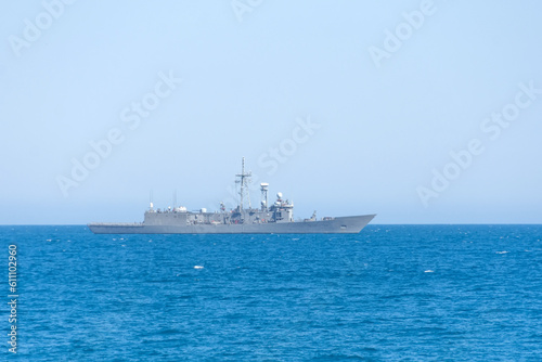 Modern military naval battleships warships  summer sunny day