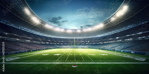 AI Generated. AI Generative. American football rugby arena stadium competition tournament. Fit game sport inspirational vibe. Graphic Art