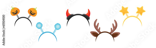 Hair and Head Bands with Fancy Element Vector Set